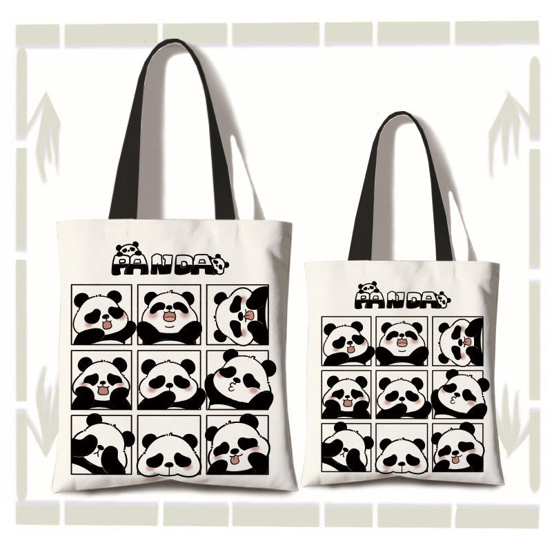 Bolso de hombro para ir al trabajo, de lona, hecho a mano, de gran capacidad, con diseño de Buddha Stones y bonito panda