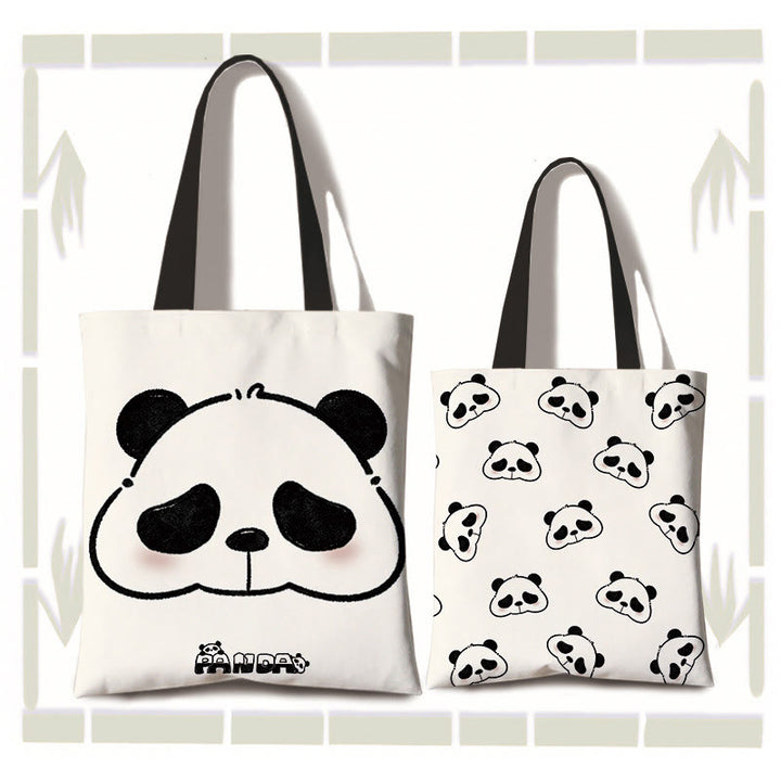 Bolso de hombro para ir al trabajo, de lona, hecho a mano, de gran capacidad, con diseño de Buddha Stones y bonito panda