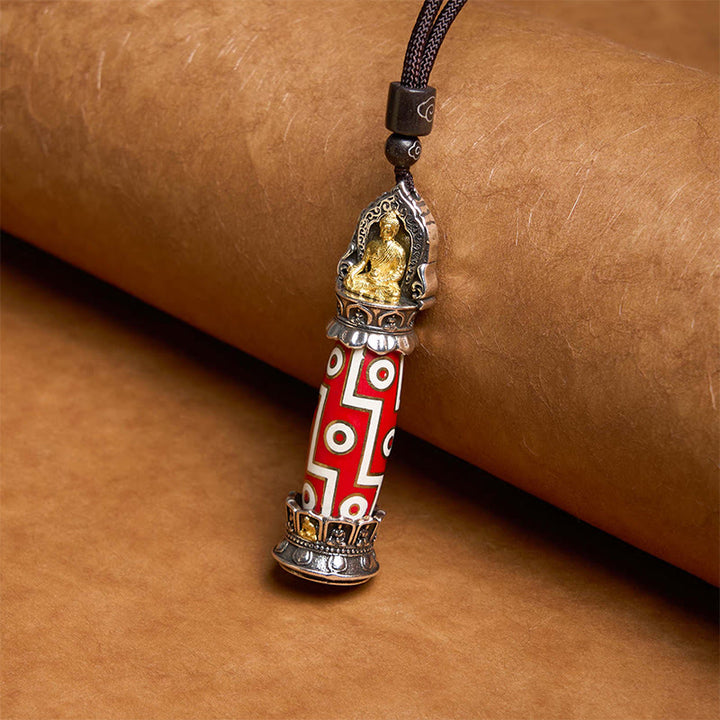 Collar con colgante de protección de cuentas Dzi de nueve ojos de Buddha Stones