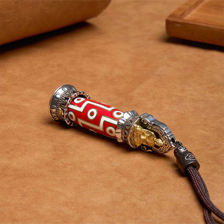 Collar con colgante de protección de cuentas Dzi de nueve ojos de Buddha Stones
