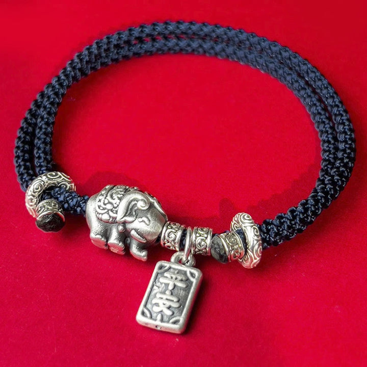 Pulsera de fuerza con amuleto de elefante de plata de ley 925 con Buddha Stones y símbolo de seguridad y bienestar
