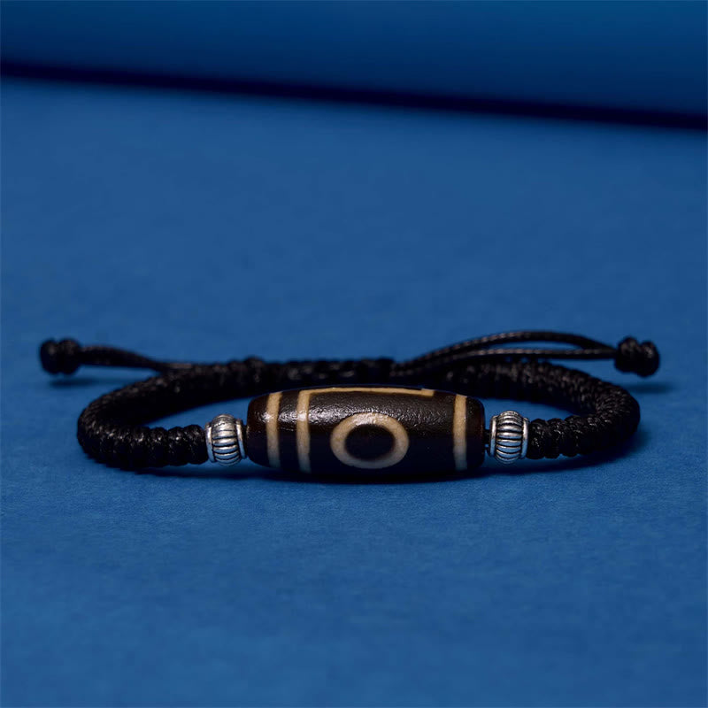 Buddha Stones Pulsera de Cuerda de Protección de Riqueza con Cuentas Dzi Tibetanas de Nueve Ojos y Cuentas Dzi de Tres Ojos