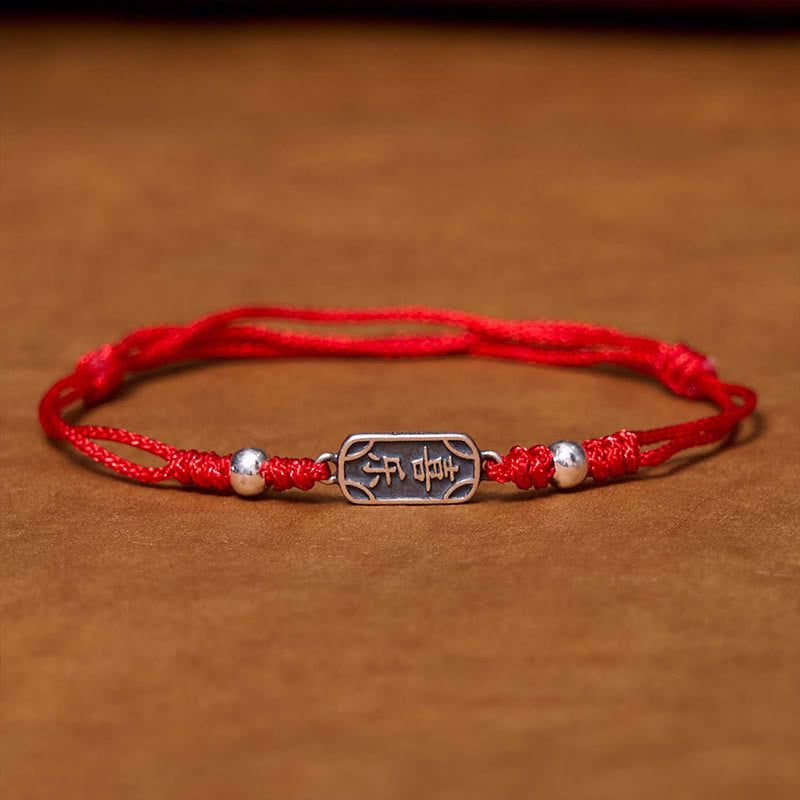 Buddha Stones Pulsera Trenzada de Protección, Paz y Alegría de Plata Esterlina 925 Hecha a Mano