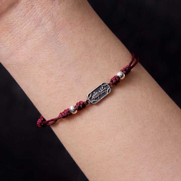 Buddha Stones Pulsera Trenzada de Protección, Paz y Alegría de Plata Esterlina 925 Hecha a Mano