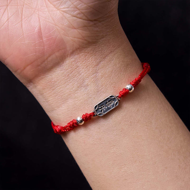 Buddha Stones Pulsera Trenzada de Protección, Paz y Alegría de Plata Esterlina 925 Hecha a Mano