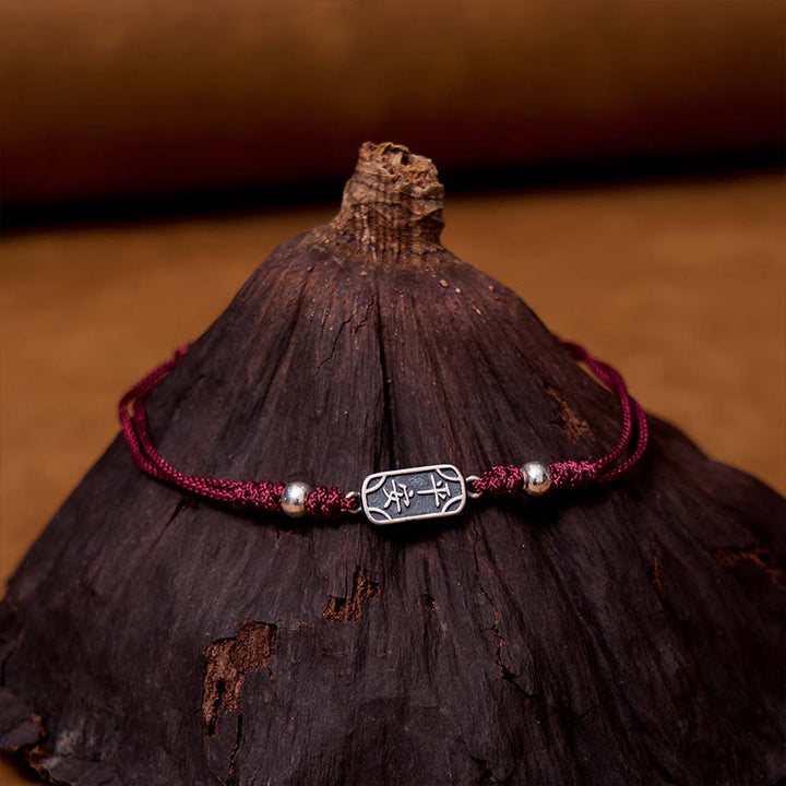 Buddha Stones Pulsera Trenzada de Protección, Paz y Alegría de Plata Esterlina 925 Hecha a Mano
