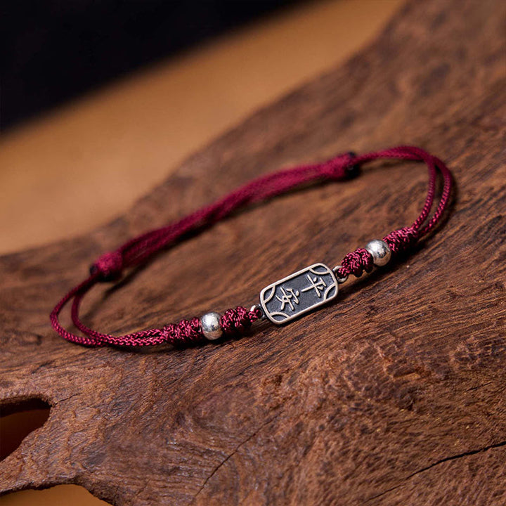 Buddha Stones Pulsera Trenzada de Protección, Paz y Alegría de Plata Esterlina 925 Hecha a Mano