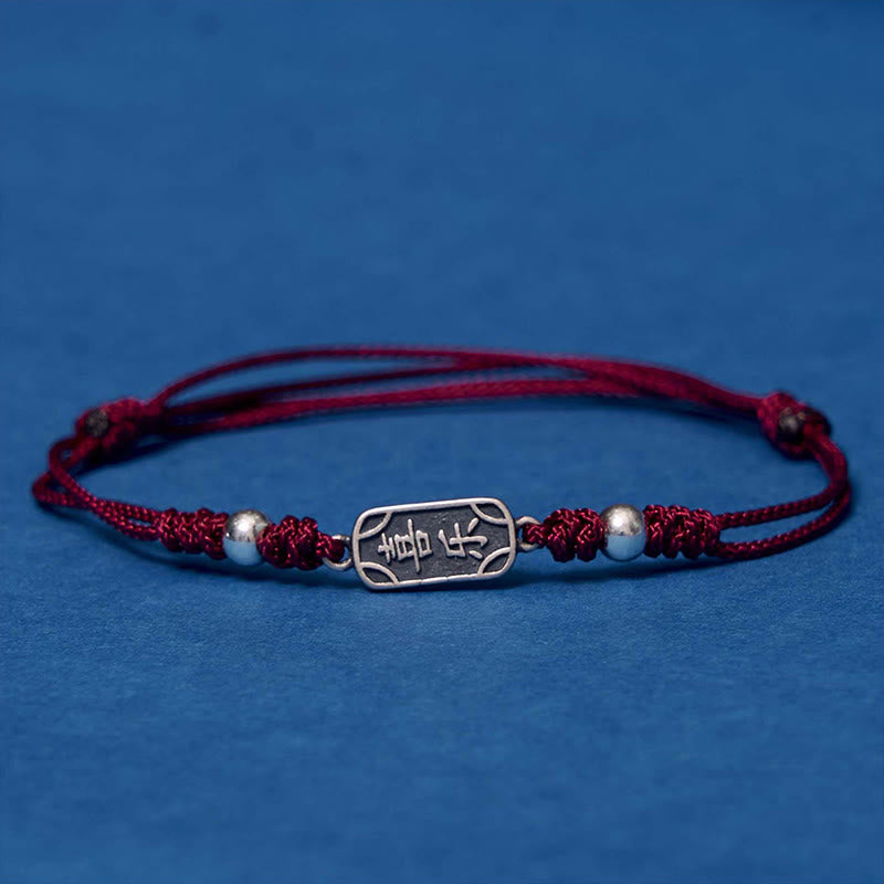 Buddha Stones Pulsera Trenzada de Protección, Paz y Alegría de Plata Esterlina 925 Hecha a Mano