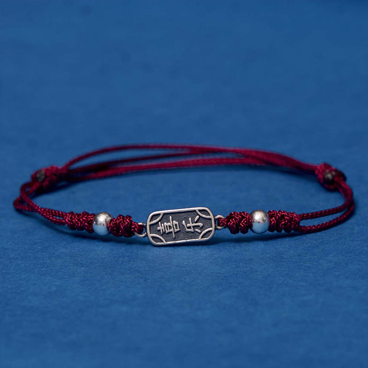 Buddha Stones Pulsera Trenzada de Protección, Paz y Alegría de Plata Esterlina 925 Hecha a Mano