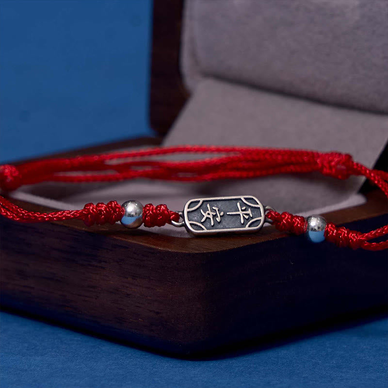 Buddha Stones Pulsera Trenzada de Protección, Paz y Alegría de Plata Esterlina 925 Hecha a Mano