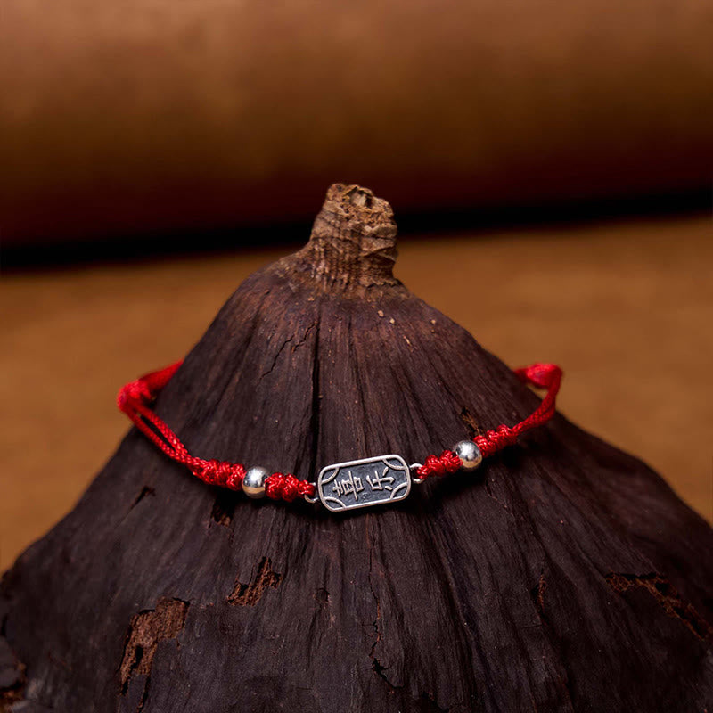 Buddha Stones Pulsera Trenzada de Protección, Paz y Alegría de Plata Esterlina 925 Hecha a Mano