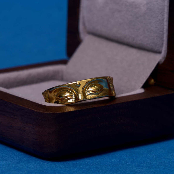 Anillo de cobre ajustable de serenidad de Buda dorado para meditación Buddha Stones