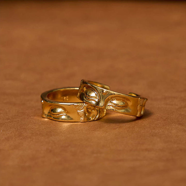 Anillo de cobre ajustable de serenidad de Buda dorado para meditación Buddha Stones