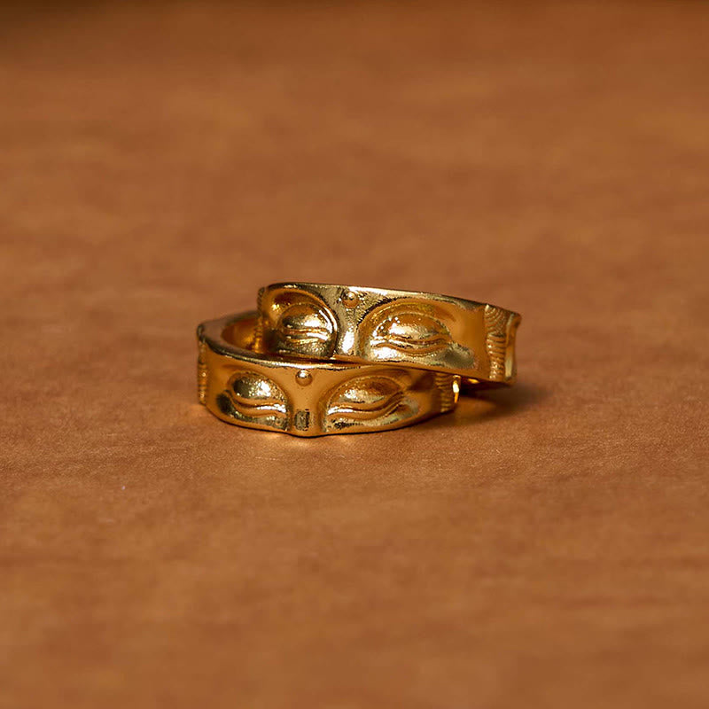 Anillo de cobre ajustable de serenidad de Buda dorado para meditación Buddha Stones
