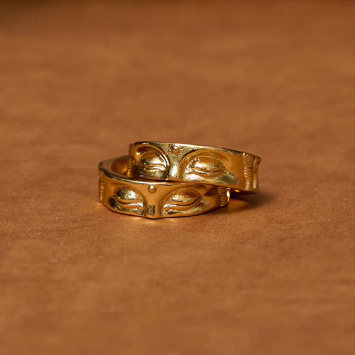 Anillo de cobre ajustable de serenidad de Buda dorado para meditación Buddha Stones