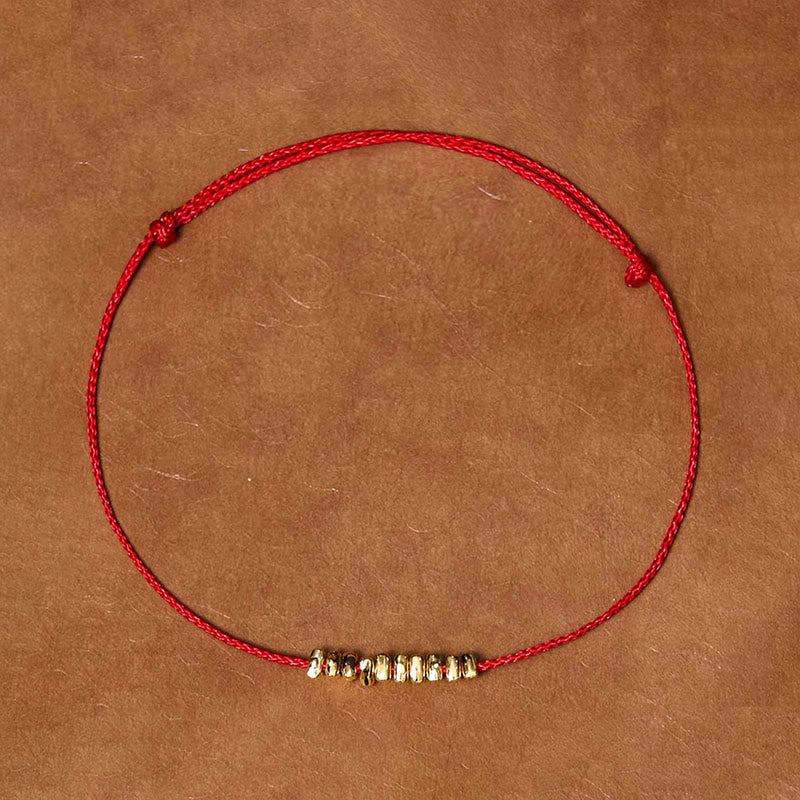 Pulsera trenzada ultrafina con protección de piezas pequeñas de plata de ley 925 hecha a mano con Buddha Stones - Cuerda dorada y roja (circunferencia de la muñeca: 14-20 cm) - image 0