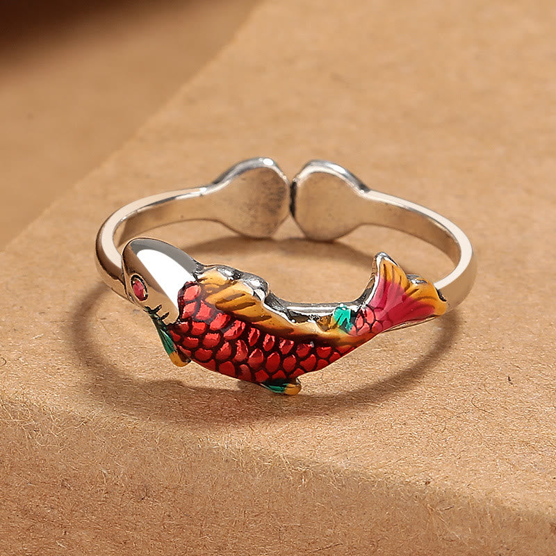 Anillo de prosperidad, riqueza y pez koi con Buddha Stones