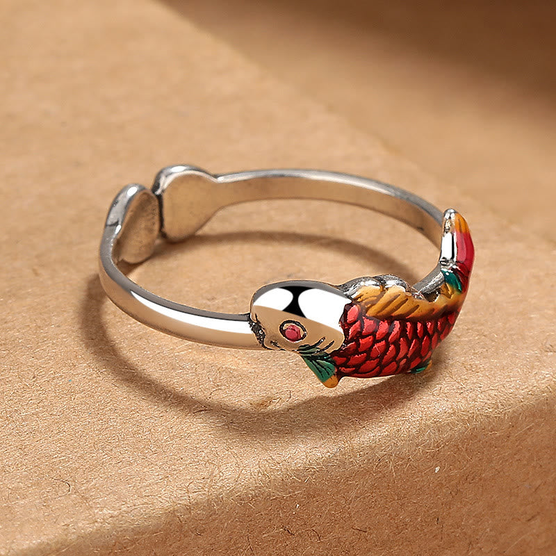 Anillo de prosperidad, riqueza y pez koi con Buddha Stones