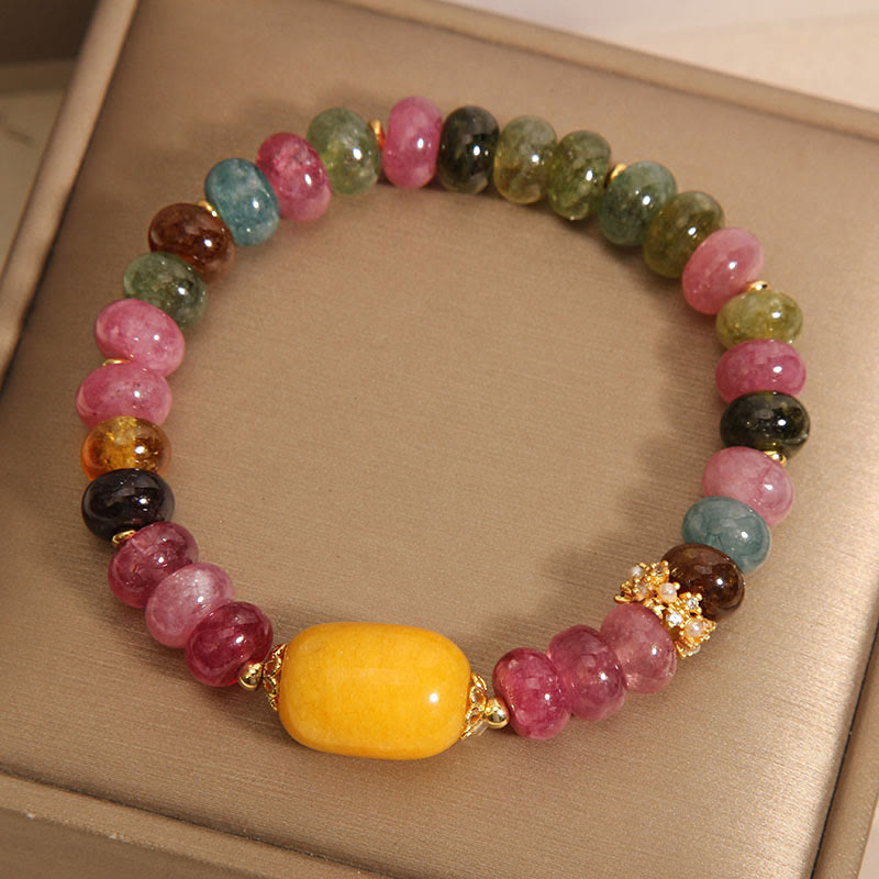 Pulsera positiva con topacio y turmalina natural de Buddha Stones