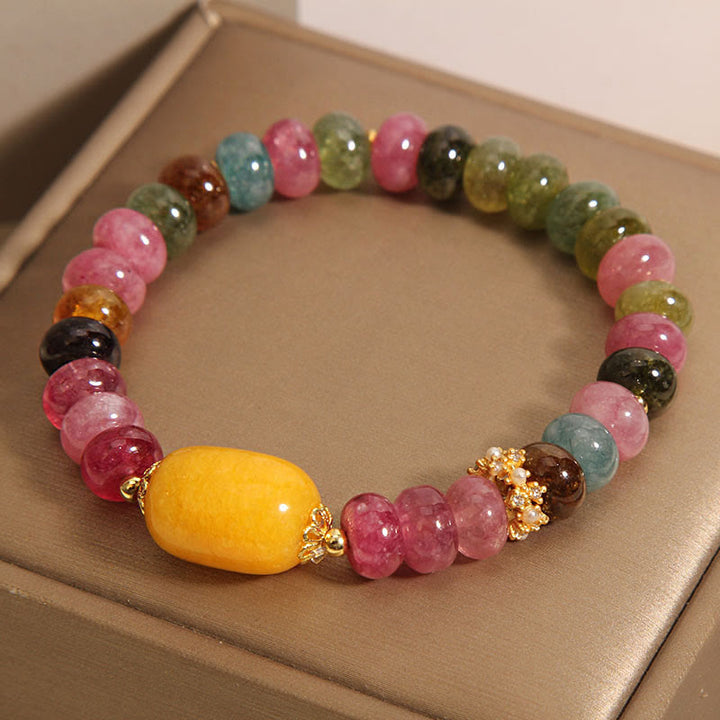 Pulsera positiva con topacio y turmalina natural de Buddha Stones