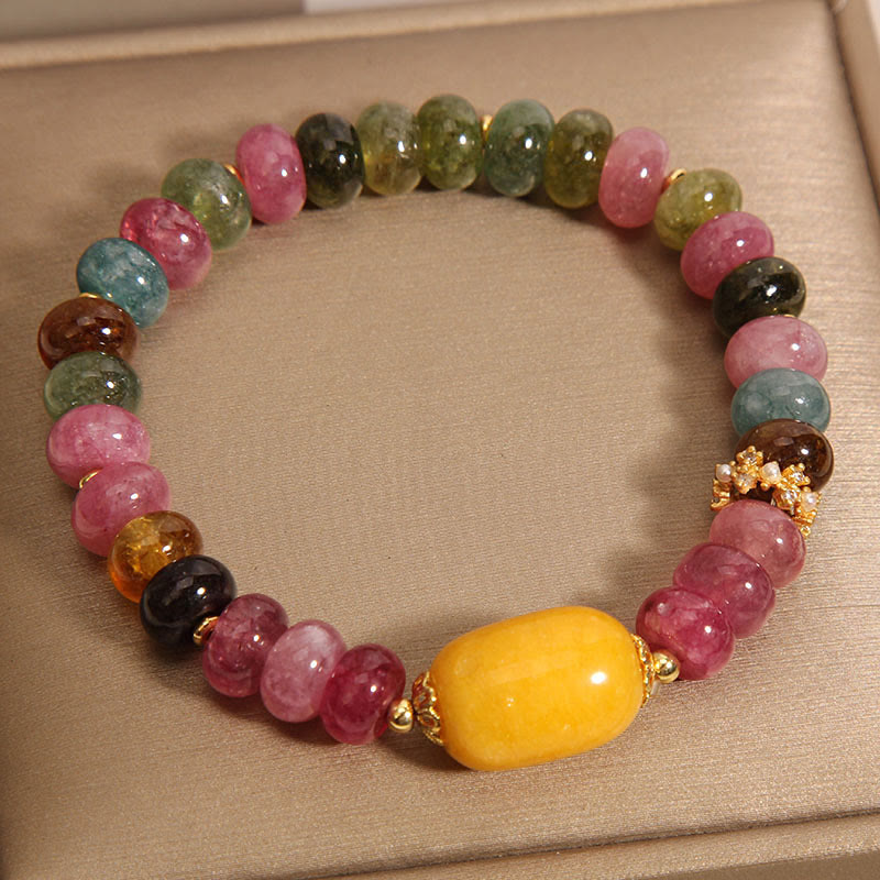 Pulsera positiva con topacio y turmalina natural de Buddha Stones