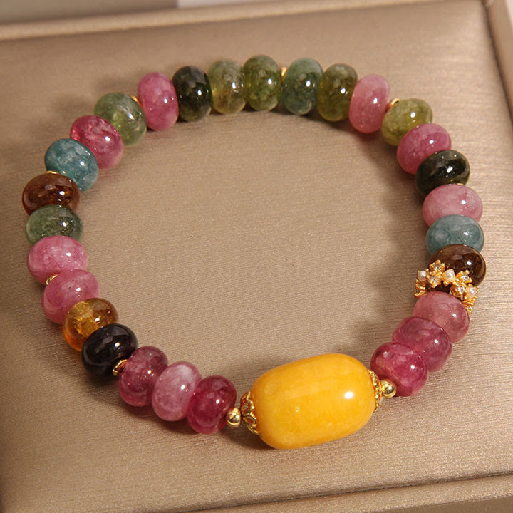 Pulsera positiva con topacio y turmalina natural de Buddha Stones