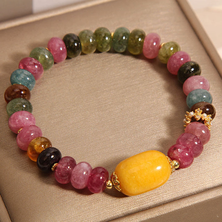 Pulsera positiva con topacio y turmalina natural de Buddha Stones