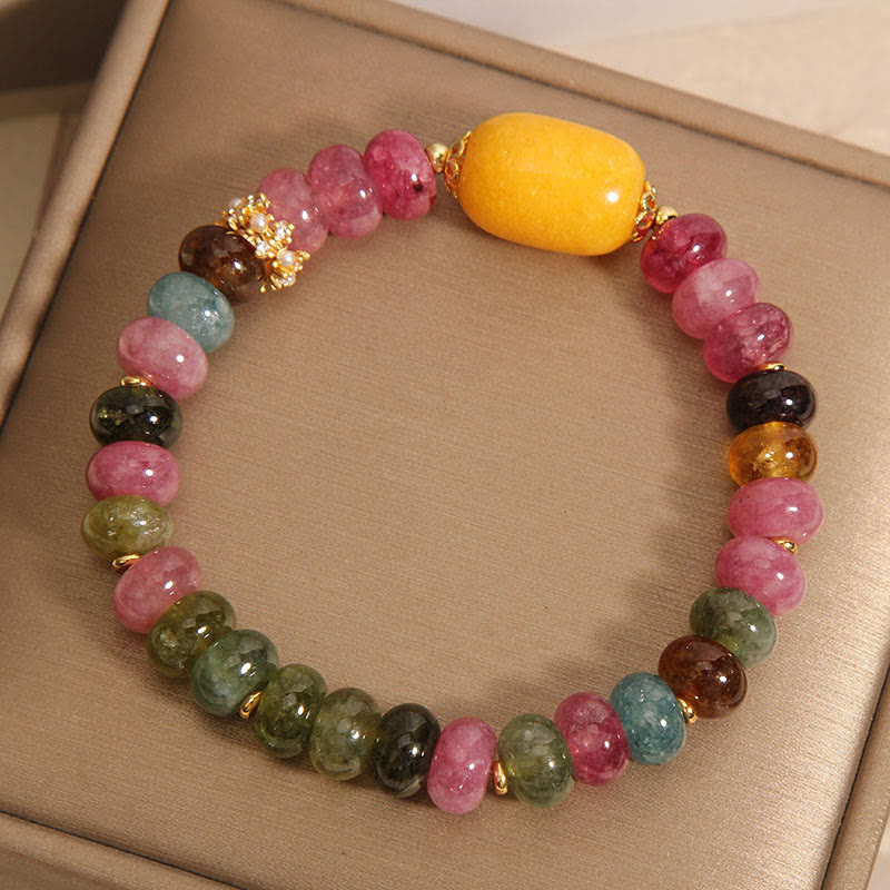 Pulsera positiva con topacio y turmalina natural de Buddha Stones