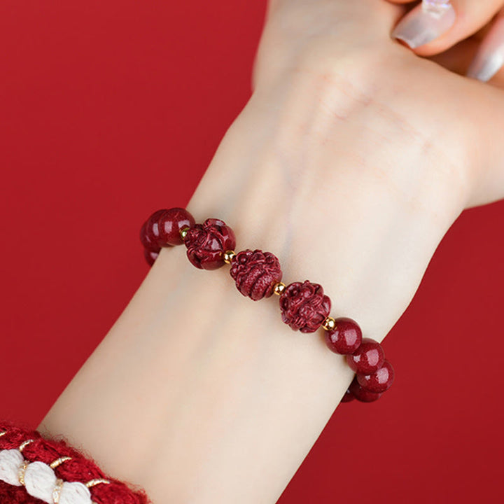 Pulsera de bendición con Buddha Stones y cinabrio del zodiaco chino para alejar a los malos espíritus