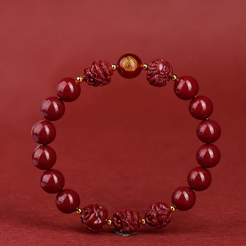 Pulsera de bendición con Buddha Stones y cinabrio del zodiaco chino para alejar a los malos espíritus