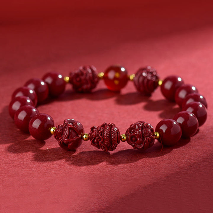 Pulsera de bendición con Buddha Stones y cinabrio del zodiaco chino para alejar a los malos espíritus