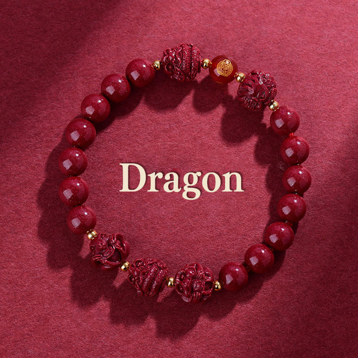 Pulsera de bendición con Buddha Stones y cinabrio del zodiaco chino para alejar a los malos espíritus