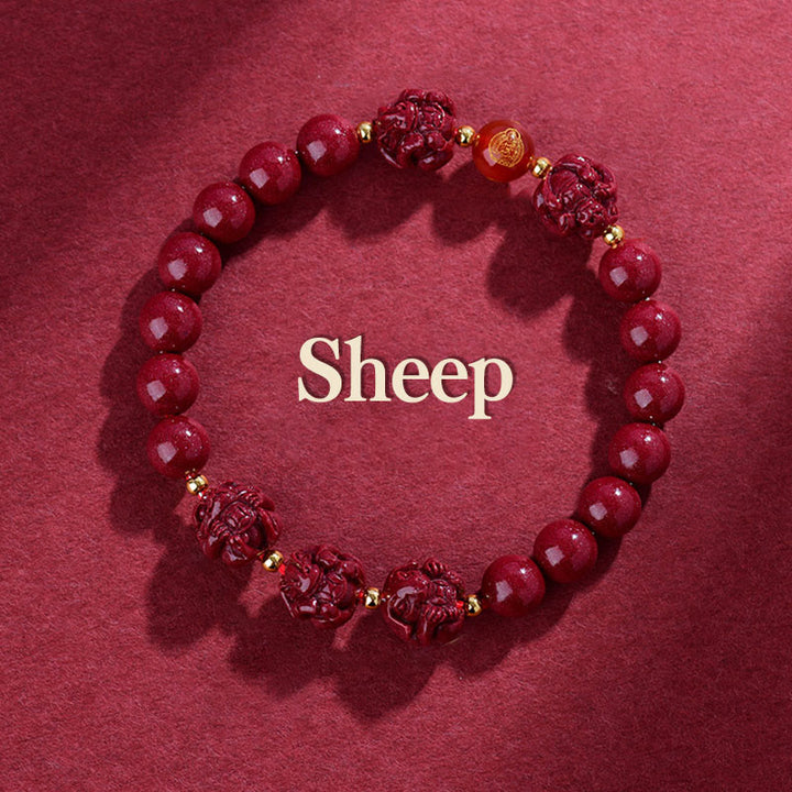Pulsera de bendición con Buddha Stones y cinabrio del zodiaco chino para alejar a los malos espíritus