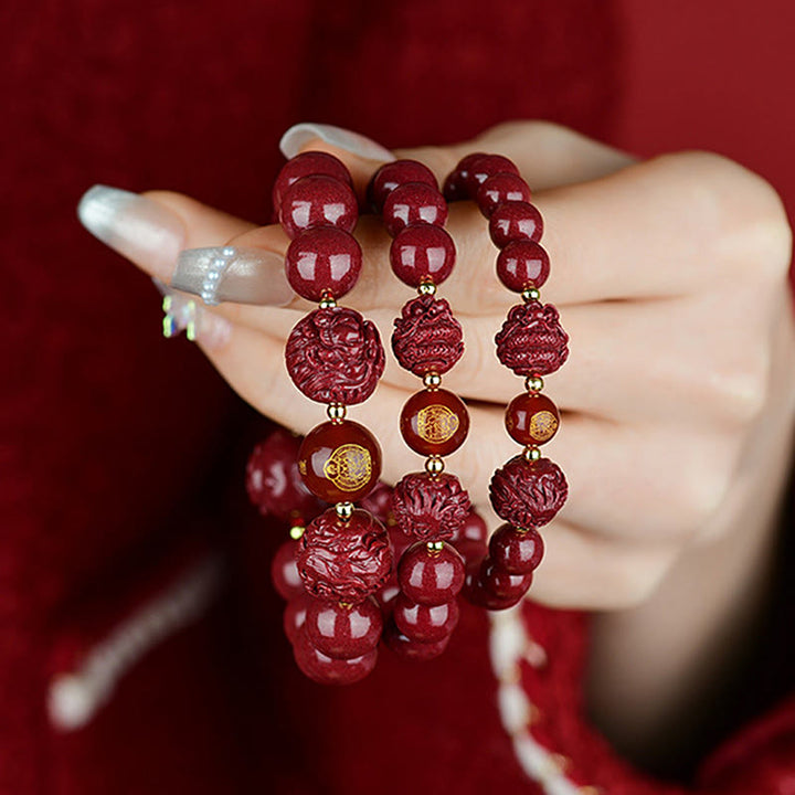 Pulsera de bendición con Buddha Stones y cinabrio del zodiaco chino para alejar a los malos espíritus