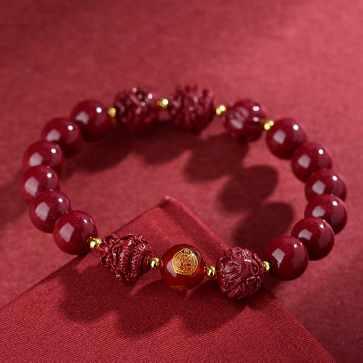 Pulsera de bendición con Buddha Stones y cinabrio del zodiaco chino para alejar a los malos espíritus