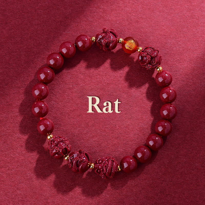 Pulsera de bendición con Buddha Stones y cinabrio del zodiaco chino para alejar a los malos espíritus