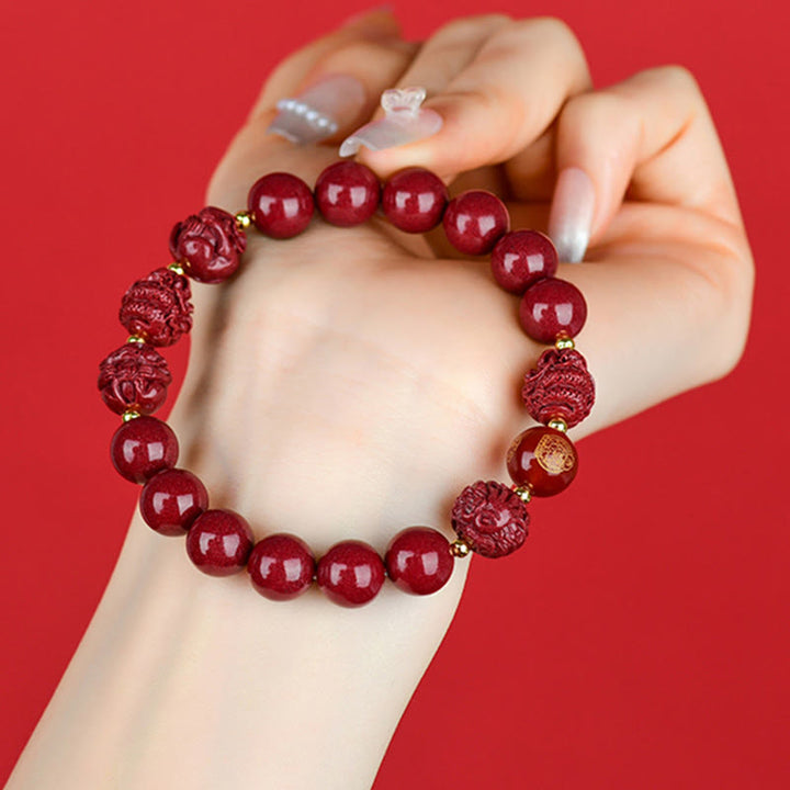 Pulsera de bendición con Buddha Stones y cinabrio del zodiaco chino para alejar a los malos espíritus
