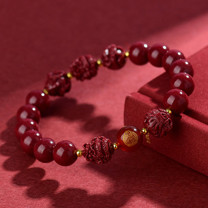 Pulsera de bendición con Buddha Stones y cinabrio del zodiaco chino para alejar a los malos espíritus