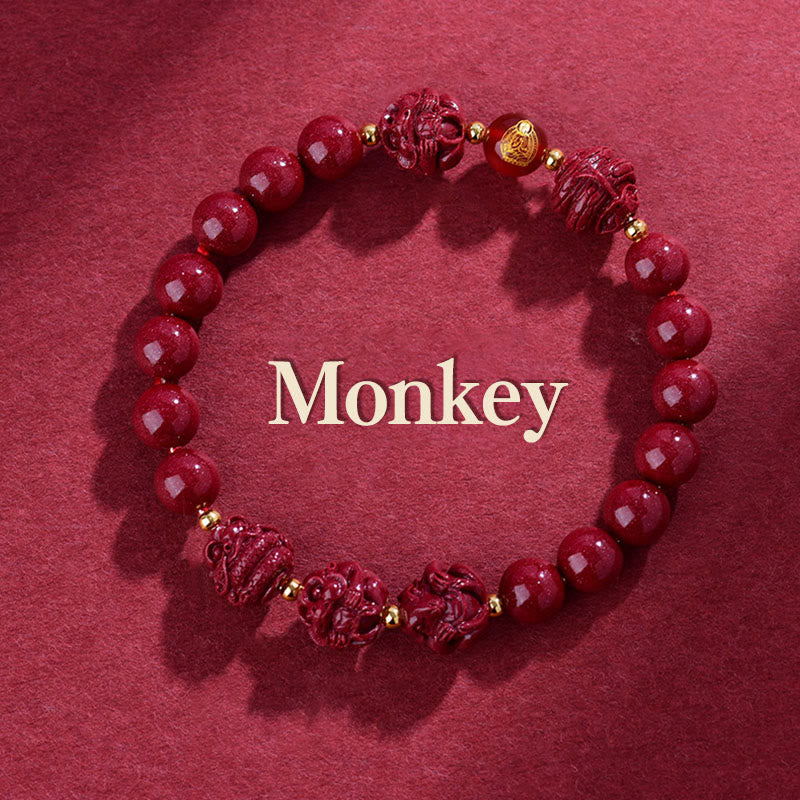 Pulsera de bendición con Buddha Stones y cinabrio del zodiaco chino para alejar a los malos espíritus
