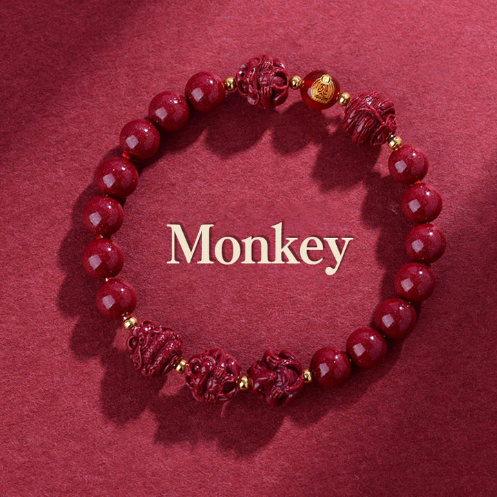 Pulsera de bendición con Buddha Stones y cinabrio del zodiaco chino para alejar a los malos espíritus