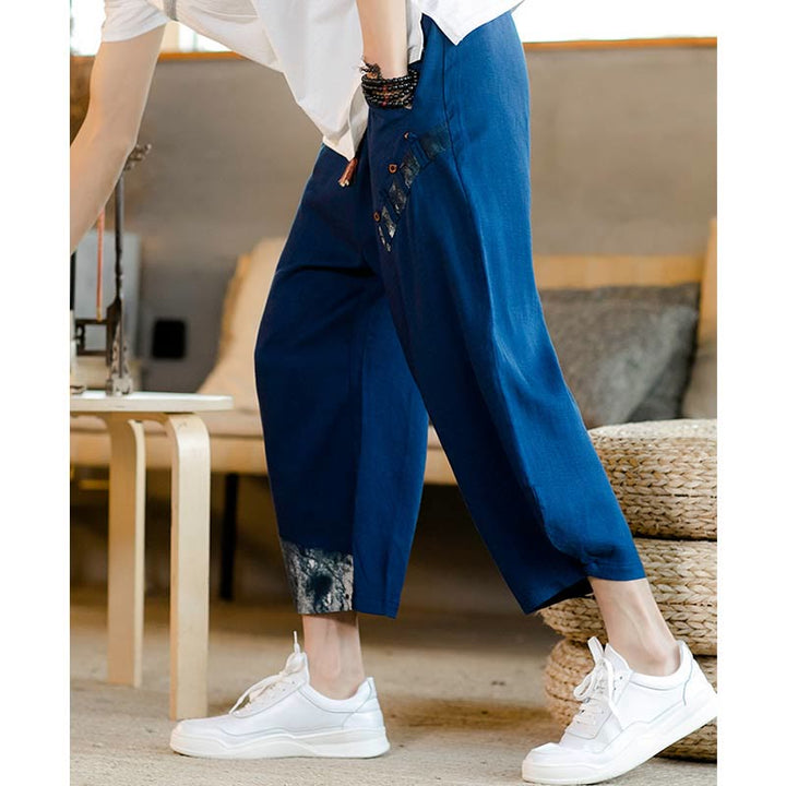 Pantalones cortos de algodón con cordón y bolsillos para hombre con diseño de patchwork y Buddha Stones - image 12