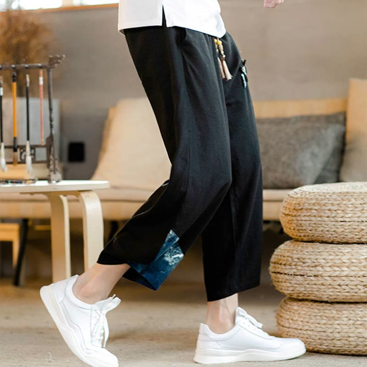 Pantalones cortos de algodón con cordón y bolsillos para hombre con diseño de patchwork y Buddha Stones - image 17