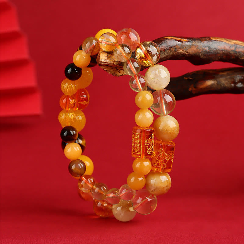 Pulsera de la suerte y la riqueza con Buddha Stones, cinco elementos, dios de la riqueza, varios cristales de ágata
