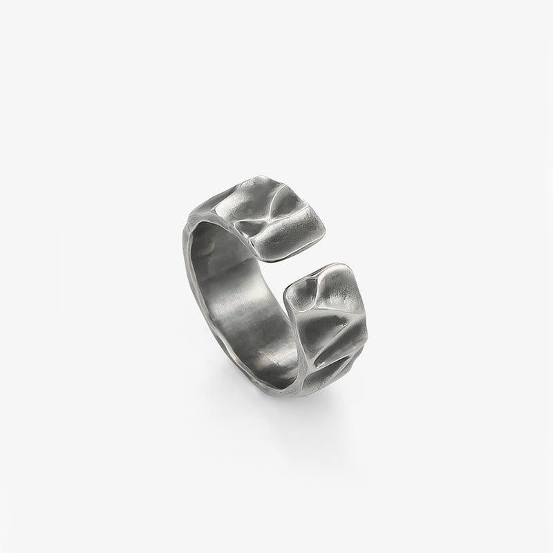 Anillo de protección ajustable de plata de ley 999 con Buddha Stones