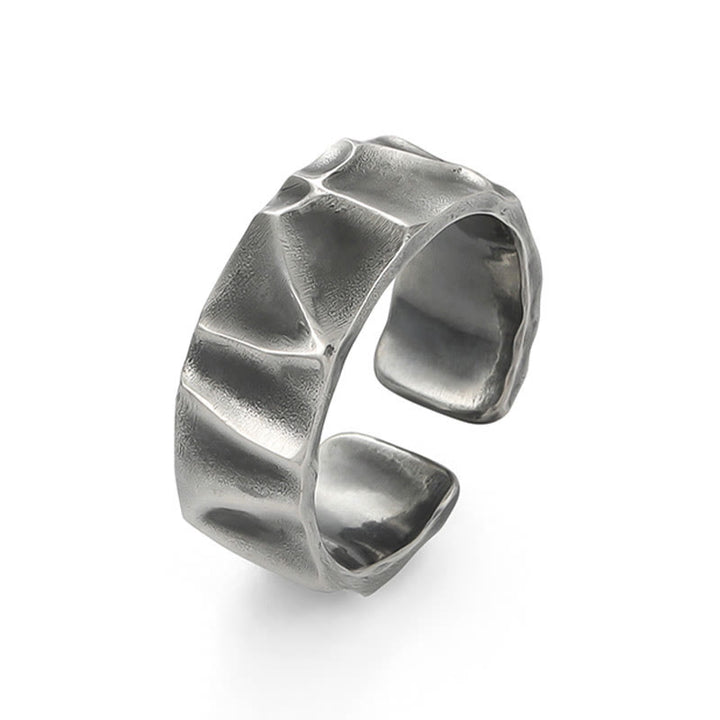Anillo de protección ajustable de plata de ley 999 con Buddha Stones