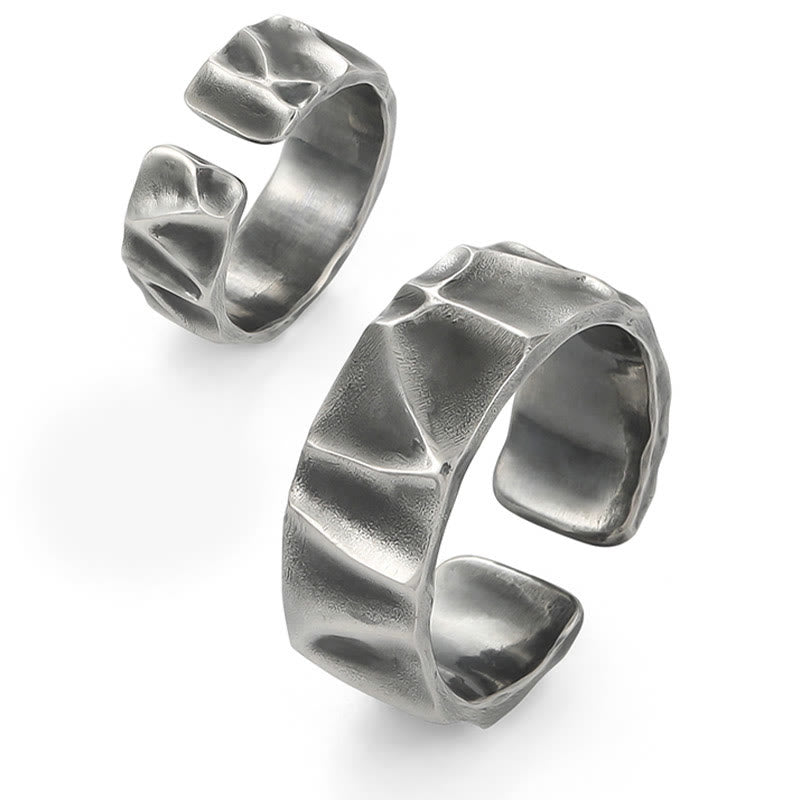 Anillo de protección ajustable de plata de ley 999 con Buddha Stones