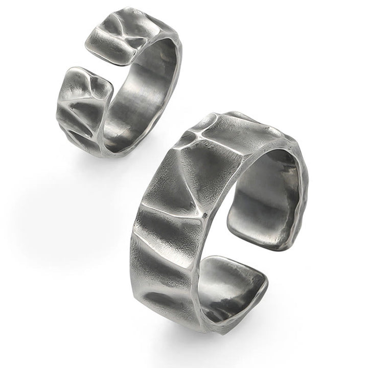 Anillo de protección ajustable de plata de ley 999 con Buddha Stones