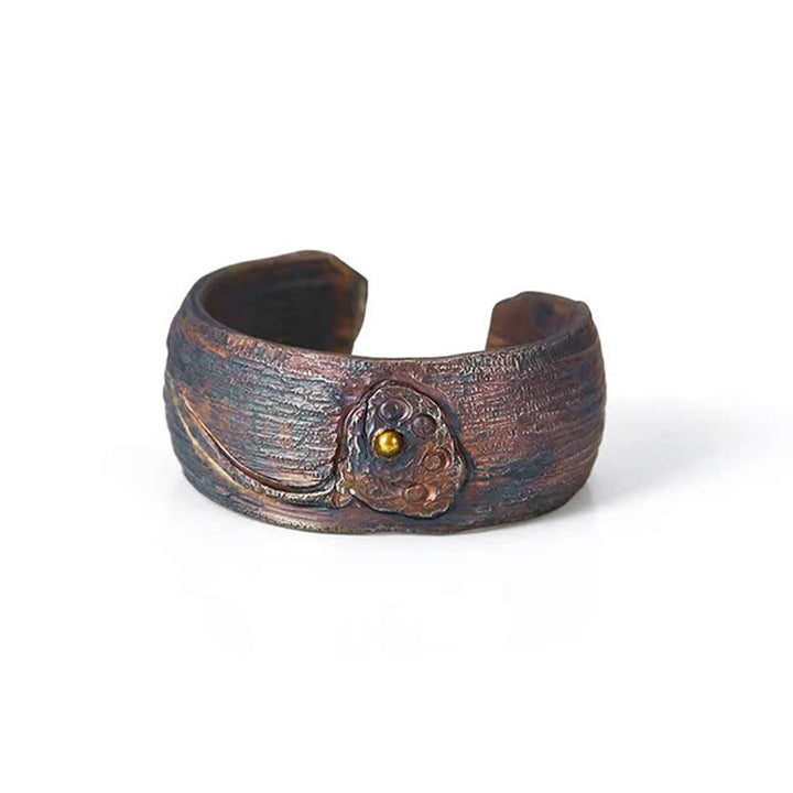 Anillo de protección ajustable de cobre y plata de ley 999 retro con Buddha Stones