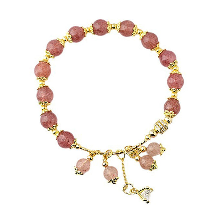 Pulsera positiva de curación con cristales de cuarzo fresa y circonitas naturales de Buddha Stones