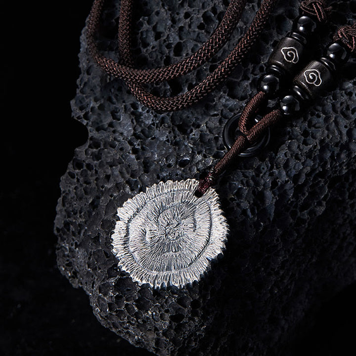 Collar con colgante de cuerda de algodón Sophora Flavescens de plata de ley 999 con Buddha Stones